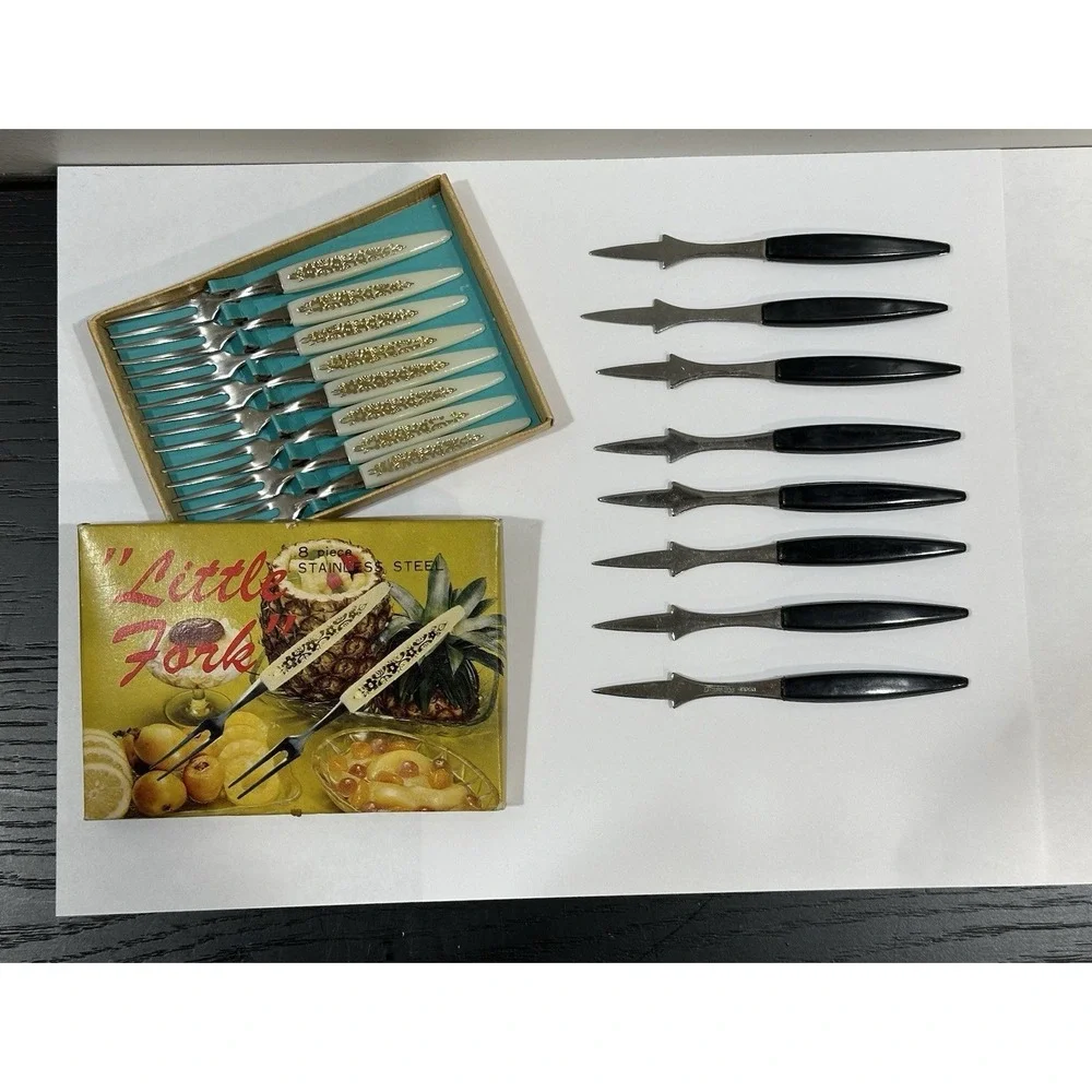 Vintage Little Forks TWO 8-Piece‎ Set Stainless Steel, Made in Japan, MCM